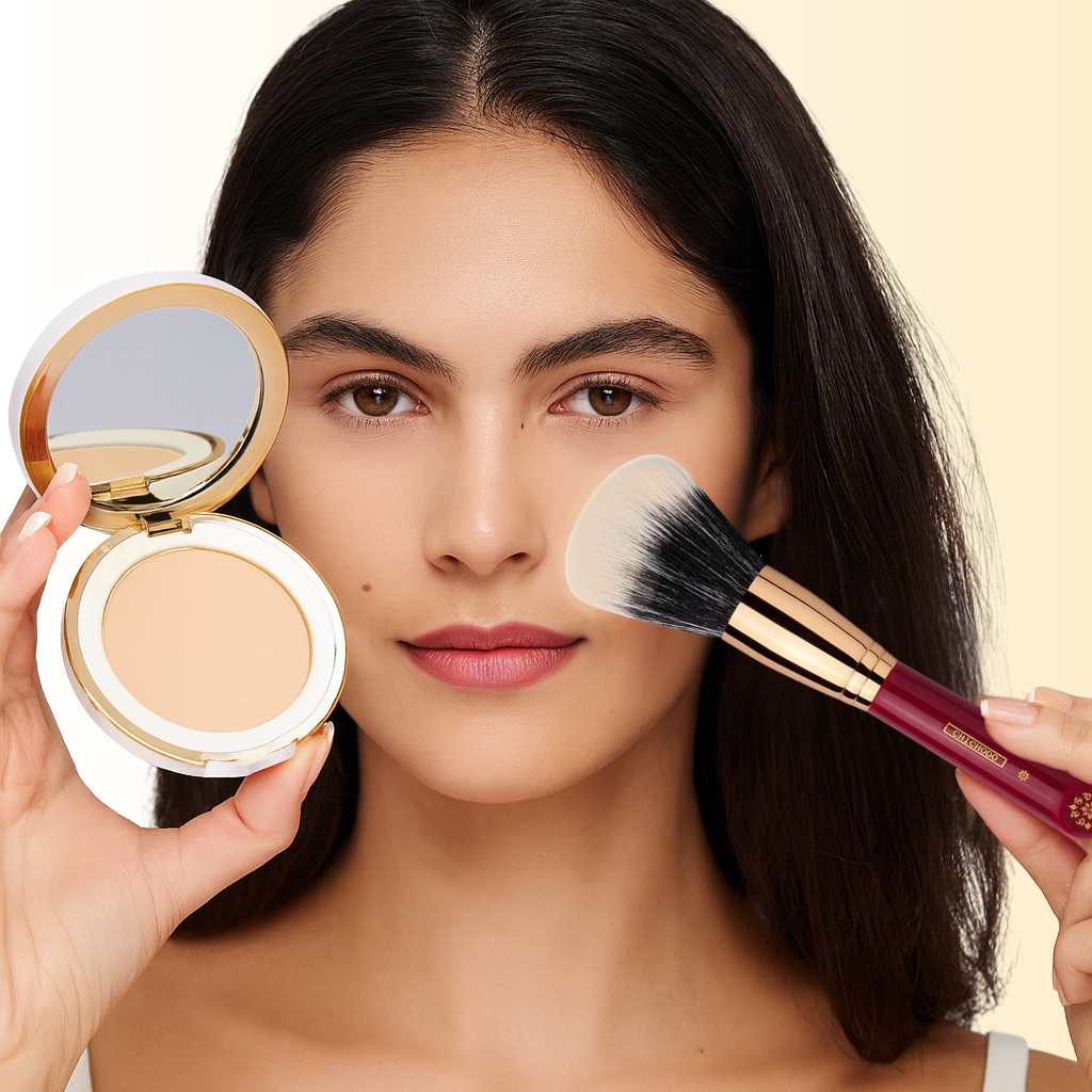 Cọ phủ phấn bột nén CHICHODO Duo Fiber Powder C102- Cọ đa năng - cọ phủ phấn - cọ nền - cọ make up